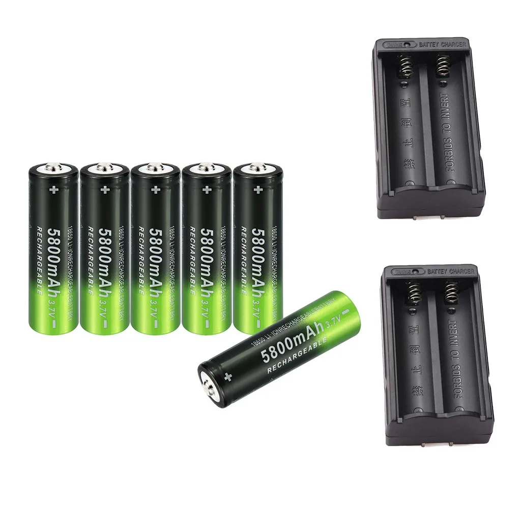 Flashlight Headlamp Batteries 2PCS 18650 3.7V Battery Li-ion 5800mAh Rechargeable Battery 