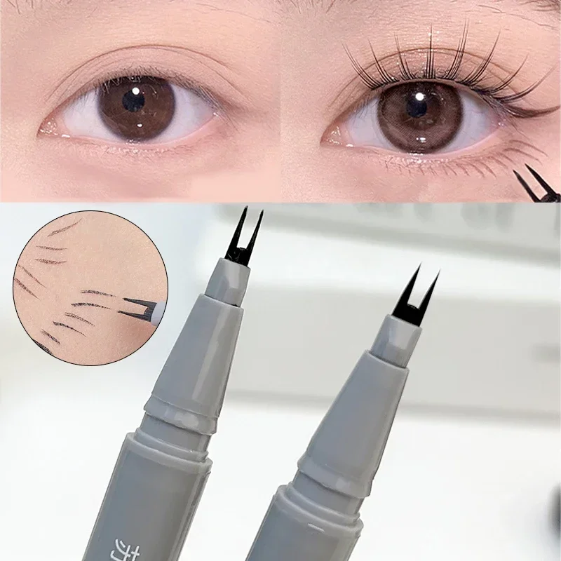 

2 Forked Matte Liquid Eyeliner Ultra-thin Waterproof Lasting Quick Dry Outline Lower Eyelash Eyebrow Tattoo Pen Makeup Cosmetic