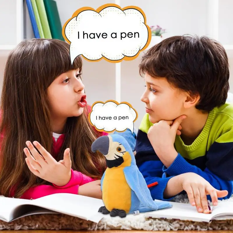 Electric Talking Parrot Plush Toy Repeats What You Say Electronic Animated Bird Interactive Stuffed Animal Doll Gift For Kids