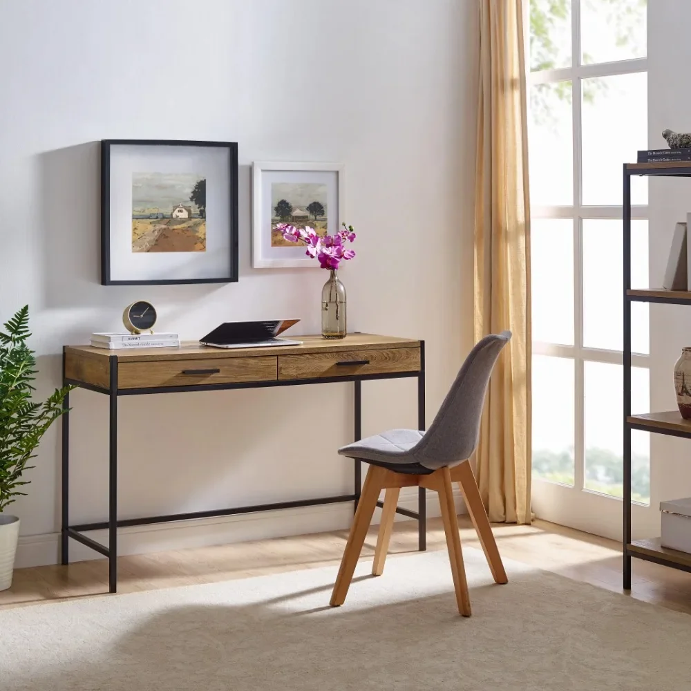 

Home Office 2-drawer Writing Desk Oak BrownFreight Free Furniture Computer Desks