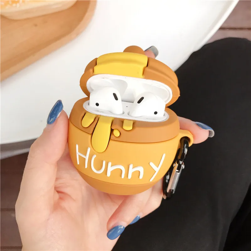 Miniso Vinne Honey Can Case Per Airpods Pro Case, Cover Morbida Per Auricolari 3D Cartoon Per Airpods 1/2 Case/Airpods 3 Case 2021