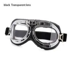 Pilot Retro Dustproof Motorcycle and Sports Protective Goggles (Black - Transparent)
