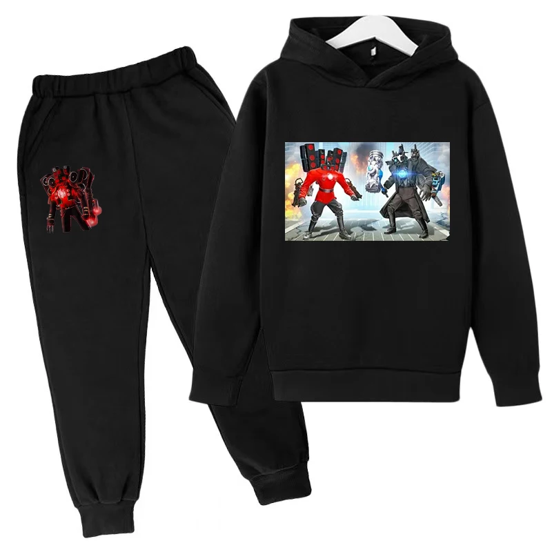 

2Pcs Set New Skibidi Toilet Hoodie Sweatshirt+Pant Suit For3-13Y Boys Girls Autumn Fashion Anime Cartoon Tracksuit Kids Clothes