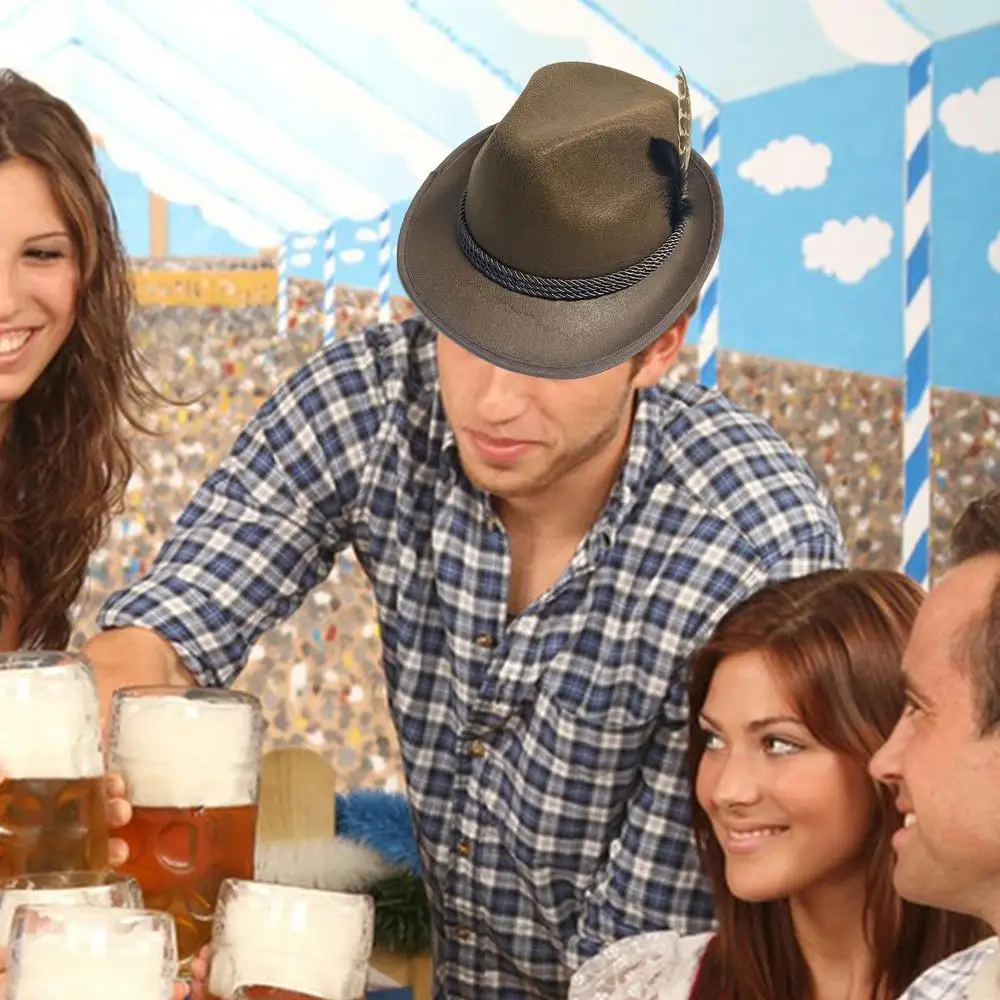 Description Picture 3 of itemAlpine Hats with Feather Soft Oktoberfest German Hats for Adults Fashionable Alpine Hat for Cosplay Holiday Party Carnival