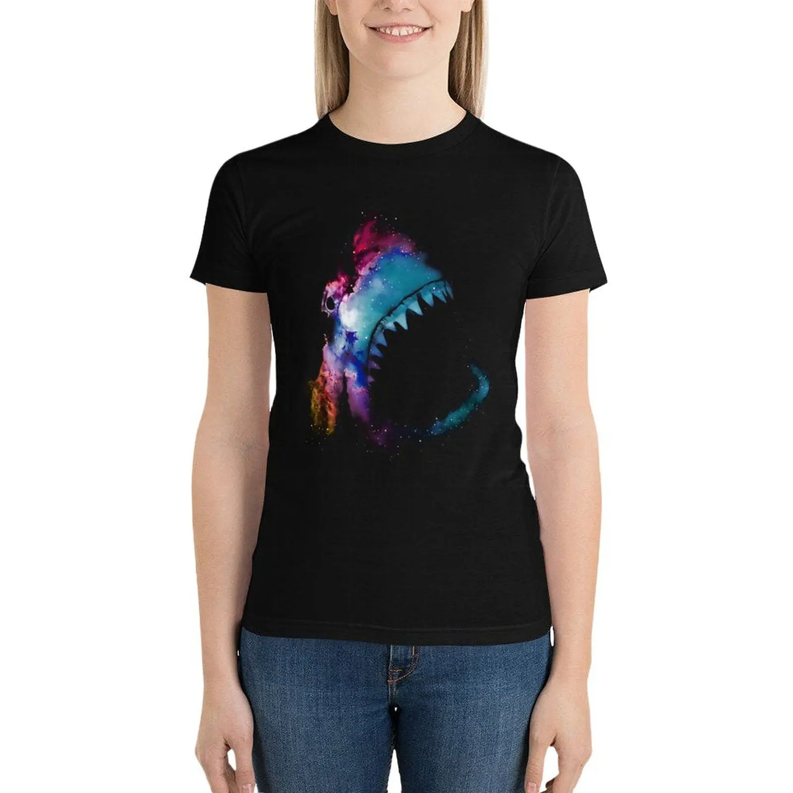 

Space Shark T-Shirt anime clothes Aesthetic clothing tees korean Women's clothes