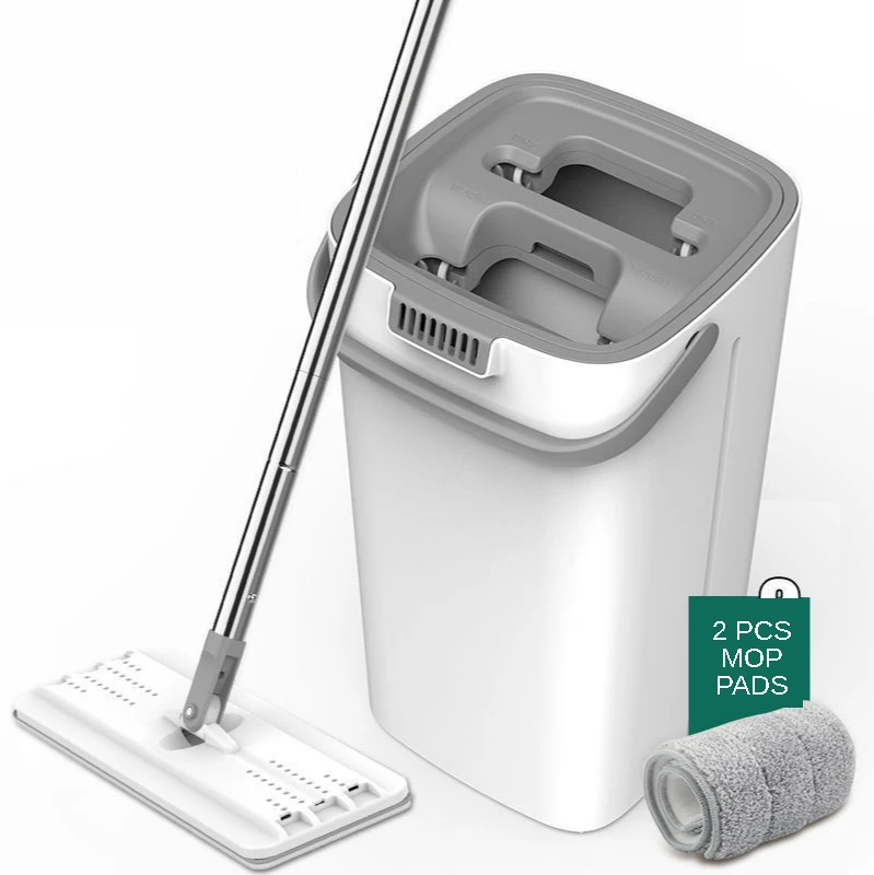 Flat Squeeze Mop Con Secchio 360 Rotante A Mano Libera Lavaggio Mop Per La Pulizia Del Pavimento Cuscinetti In Microfibra Wet Dry Use Home Tools Mopa