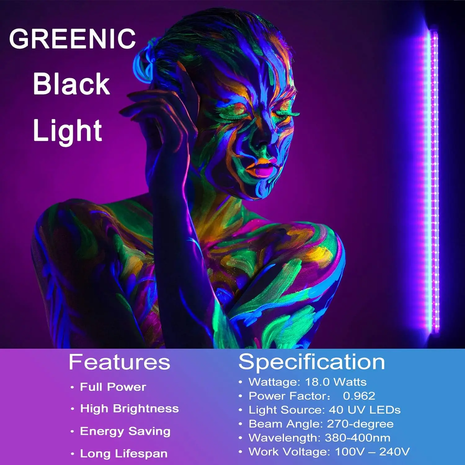 T5 LED UV Lamp Tube USB Interface, Strong UV Spotlight, Curing Lamp Tube, 395nm, For Parties, Christmas, Halloween Glow Party