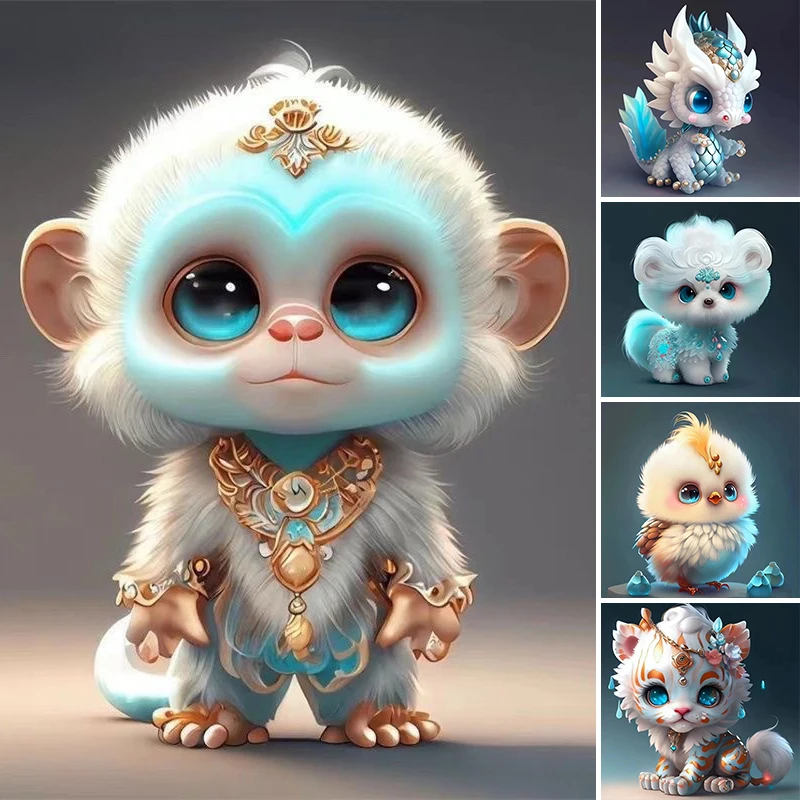 Houseeker Acrylic 12 Zodiac Animal Ornaments Car Pendant Hanging Decorations Cartoon Animals Keychains