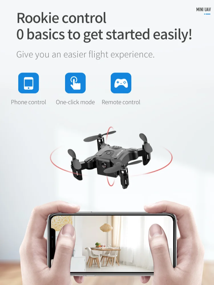 Mini Drone 8K Noir Pliable avec Caméra HD FPV Maintien d'Altitude