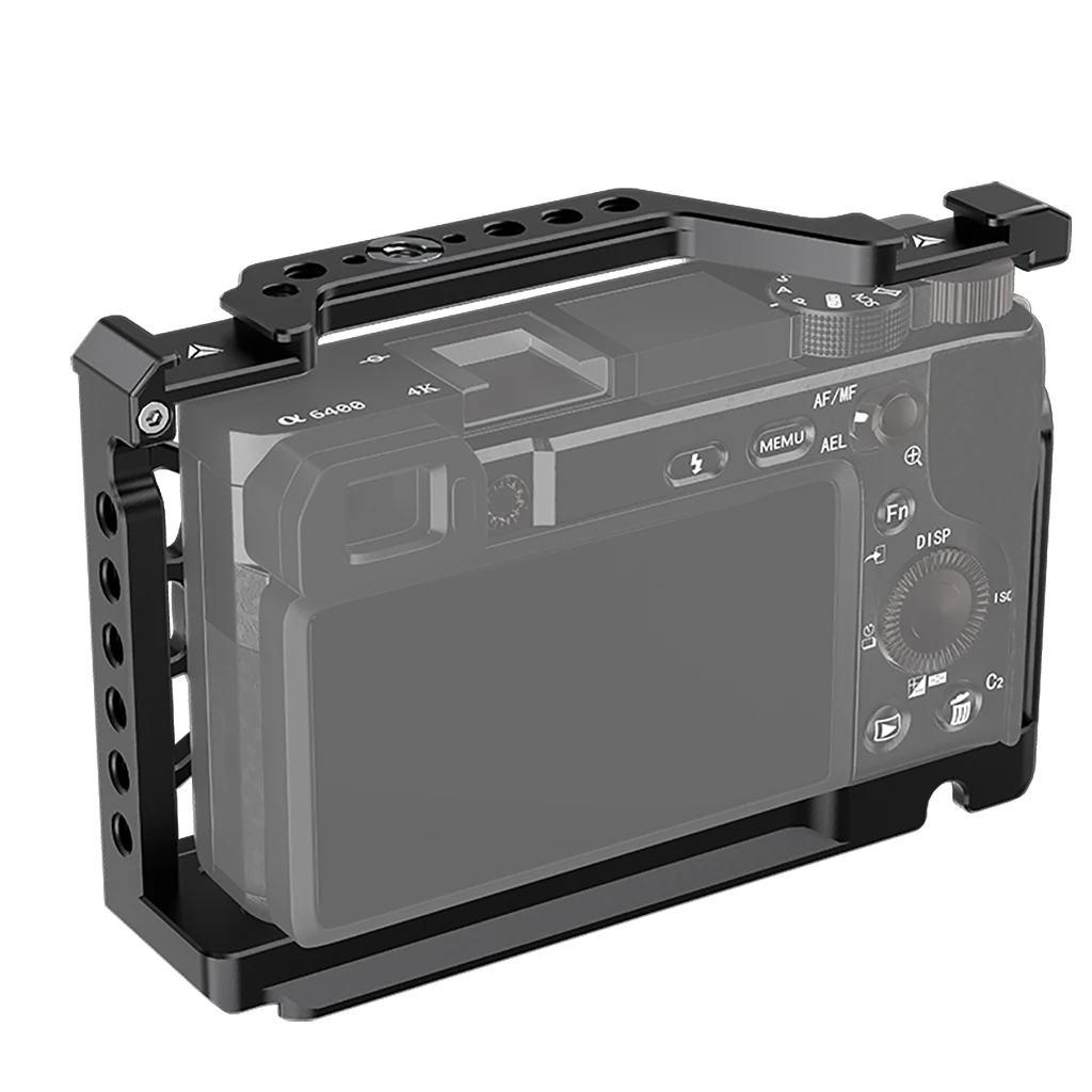 Aluminium Kamerakäfig Rig Kaltschuhhalterung 1/4 3/8 Schraubenlöcher für Sony A6500 A6400 A6300 A6000 Stabilisator Lichtverlängerungshalter – Detail 18