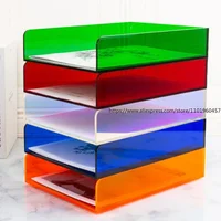 Color Desk Letter Tray A4/A5 Size Clear Acrylic Stackable Document Organizer Office Desktop File Paper Holder Book Storage Rack 1