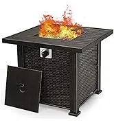 Giantex Gas Fire Pit Table, 30 Inch 50,000 BTU Auto-Ignition Propane Fire Pit Outdoor with Lid, L...