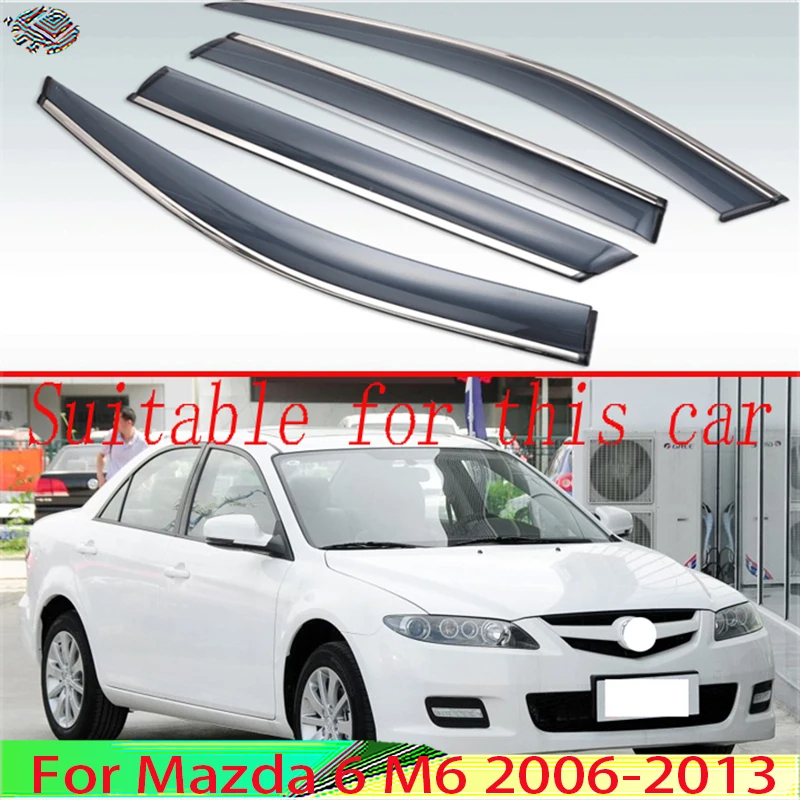 For Mazda 6 M6 2006-2013 Plastic Exterior Visor Vent Shades Window Sun Rain Guard Deflector 4pcs 2007 2008 2009 2010 2011 2012 | Автомобили