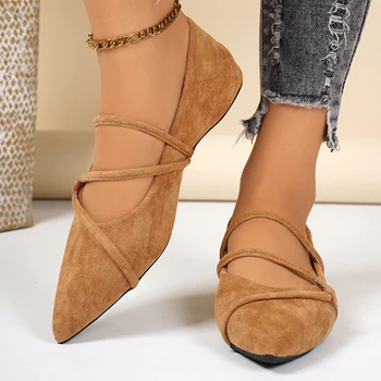 الربيع والخريف جديد وأشار شقة مسطحة مريحة عارضة أحذية واحدة عصرية أنيقة ومثير الأحذية المسطحة للنساء 5