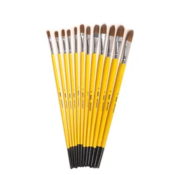 12 Pcs/Set Watercolor paintbrush Set Wooden Handle for Oil Watercolor Acrylic Gouache Painting for Adult Artists Art Supplies