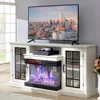 3-Sided Glass Fireplace TV Stand for TVs up to65''with12Color,Media Entertainment Center Console Table with Doors Closed Storage 5