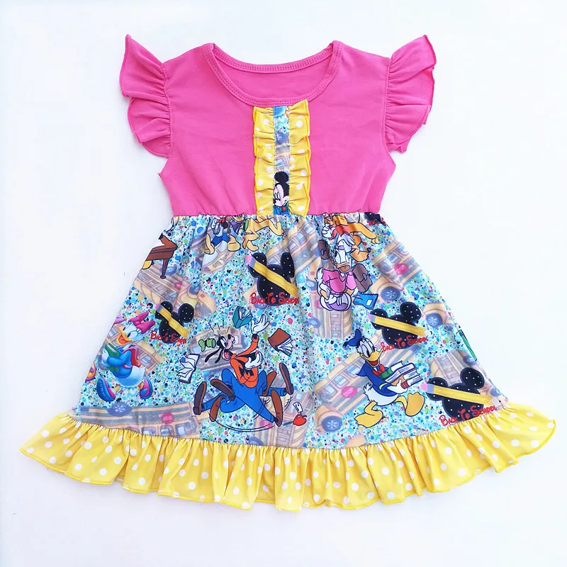 

Disney Girls Mickey Dress Toddlers Summer Cruise Trip Holiday Casual Clothing Kids Fashionable Dresses Wholesales