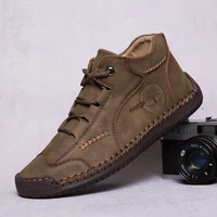 Classic Men Leather Casual Shoes Winter Warm Man Ankle Boots Outdoor Lightweight Handmade Walking Sneakers Comfort Work Boots