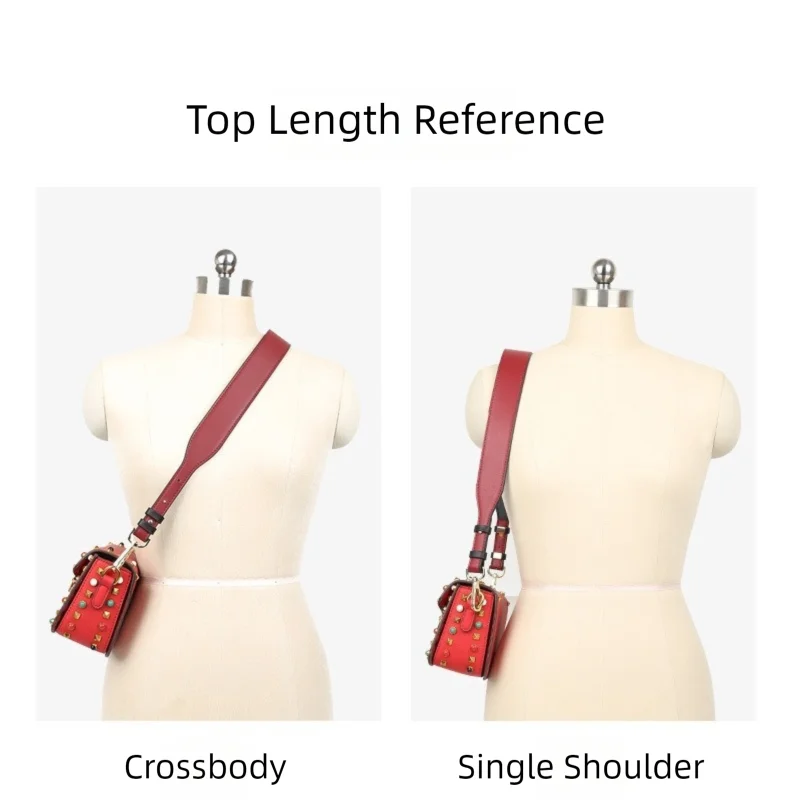 Women's Fashion Leather Bag Strap with Star Rivets - Adjustable 4CM Wide Shoulder Handle