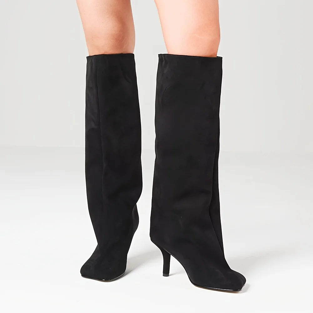 Nina Knee-High Square-Toe Suede Boot - Image 5