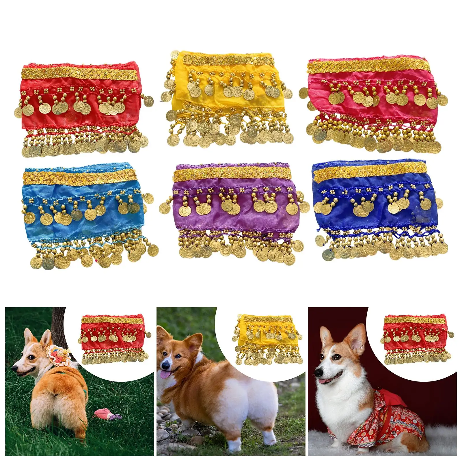 Comfortable Dog Costume Fancy Dress Sequin Hip Scarf Puppy Luxury Clothing for Female Dogs
