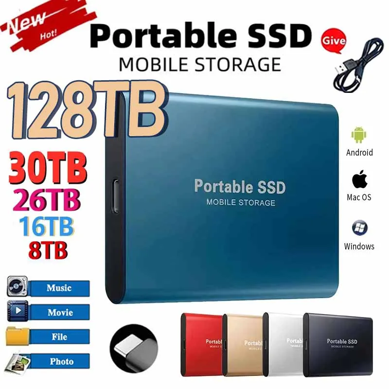 Highspeed Portable SSD 1TB 64TB External Solid State Hard Drive USB3.0