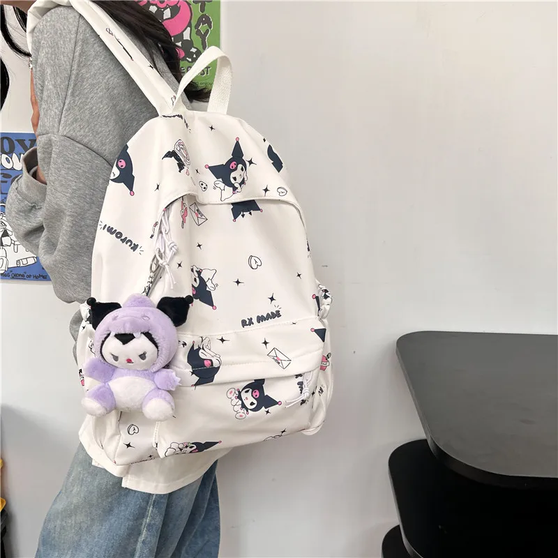 

2023 Kawaii Sanrio Kuromi рюкзак с мультяшным рисунком Женская вместительная сумка через плечо сумка для компьютера дорожная сумка для хранения