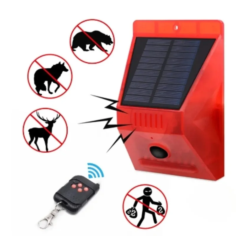 

Solar Alarm Lamp Remote Control Security Alarm Motion Sensor Alarm Siren PIR Motion Sensor Detector For Home Yard Outdoor