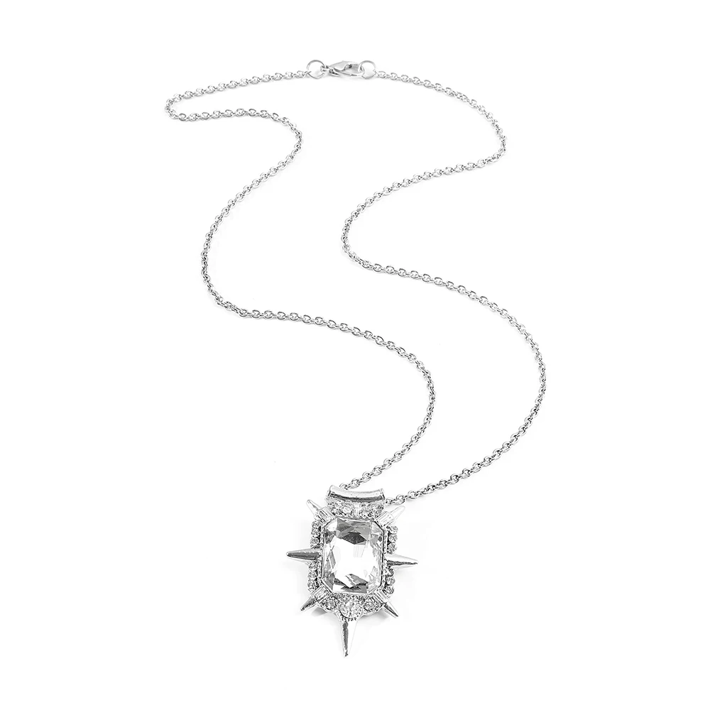 Zelena Glinda una vez, collar con colgante de cristal de bruja