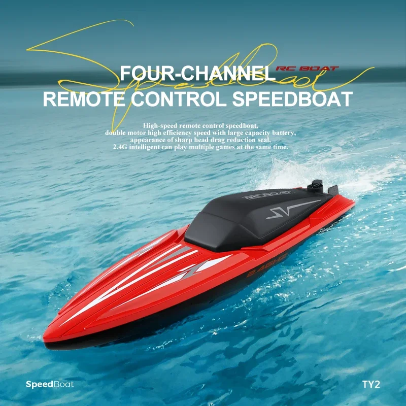 Rc Boat High-Speed 4Ch Dual Motor Outdoor Waterproof Remote Control Speedboat Racing Ship Water Pool Toy Boat for Boys Kids Gift