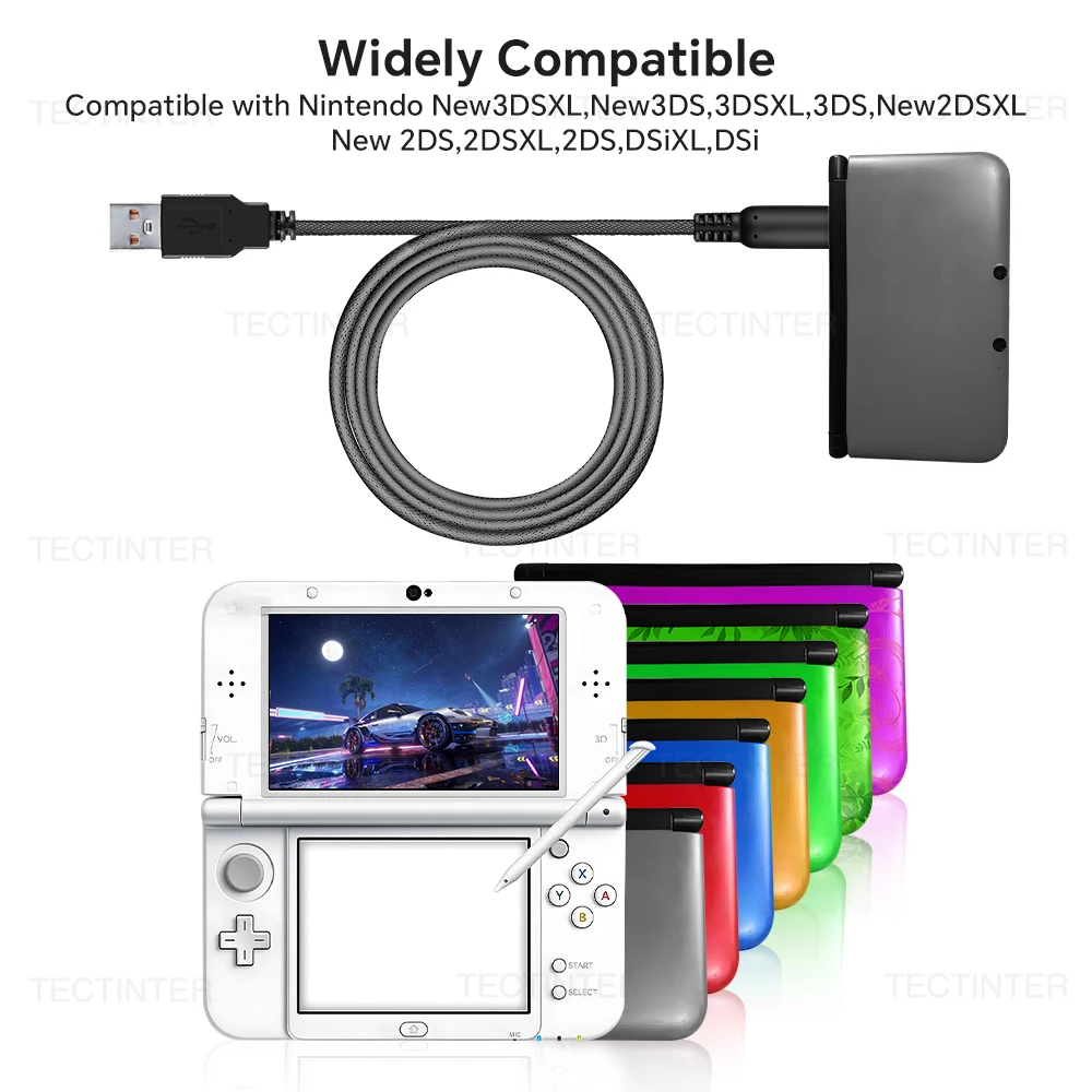 닌텐도 DSi 게임 콘솔용 비디오 게임 전원 케이블, NDSI 3DS 2DS XL/LL 뉴 3DSXL/3DSLL 2dsxl USB 충전 케이블