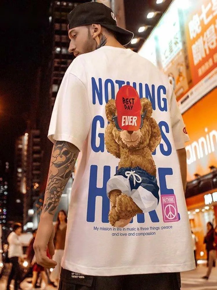 

Summer New Casual Loose T-shirt Short Sleeved Men's Fashion Loose Printing Large 8XL Hip Hop Couple Wear Half Sleeve Cotton Top