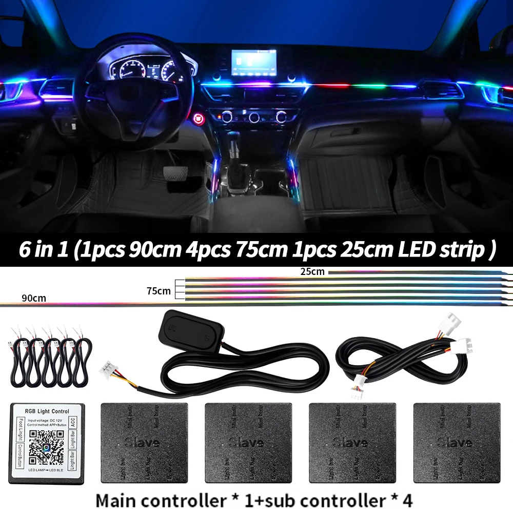 ตัวเลือกสินค้า แถบไฟ LED ปรับสีได้ 213 สี สำหรับตกแต่งภายในรถ