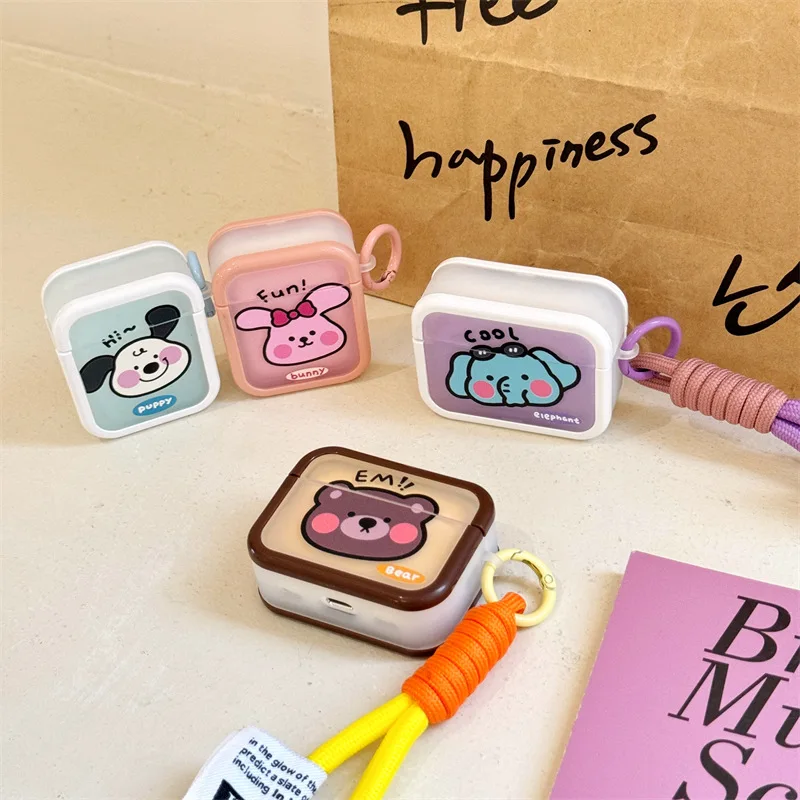 

Cute Cartoon Animals Case for AirPods Pro2 Airpod Pro 1 2 3 Bluetooth Earbuds Charging Box Protective Earphone Case Cover