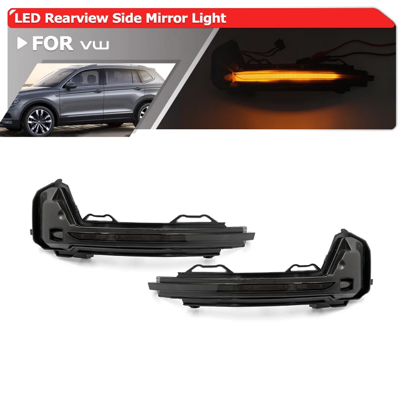 2x For VW Tiguan 2016 2020 Smoked Dynamic Led Rearview Side Mirror