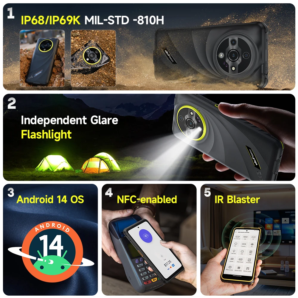 【World Premiere】Ulefone Armor X31 Pro 5G Rugged Phone Android 14 Smartphone 6.56”16GB + 256GB Night Camera 64MP 6050mAh NFC 5