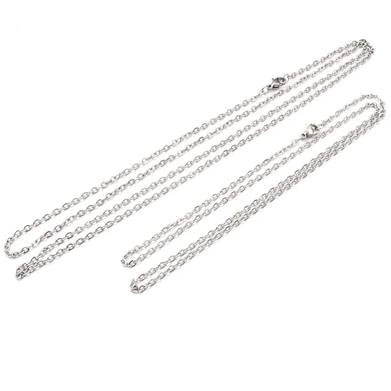 (아니 페이드) 5 개/몫 3x2mm 남자 여자 체인 목걸이 316L 스테인레스 스틸 O 링크 펜 던 트 목걸이 패션 쥬얼리 50CM 70CM 긴