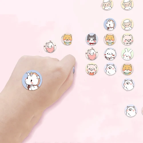 120 개/대 만화 라운드 스킨 백신 주입 구멍 패치 어린이 상처 드레싱 패치 석고 스트립 밴드 보조 붕대 4