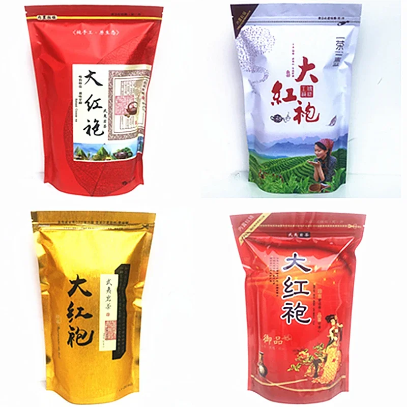 

250g China DaHongPao Black Tea Set Zipper Bags WuYi Big Hong Pao Black Oolong Tea Recyclable Sealing No Packing Bag