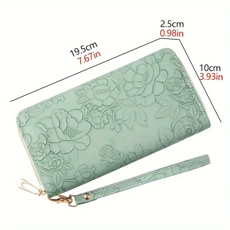 Floral Embossed Hand-Painted PU Leather Women’s Wallet & Clutch