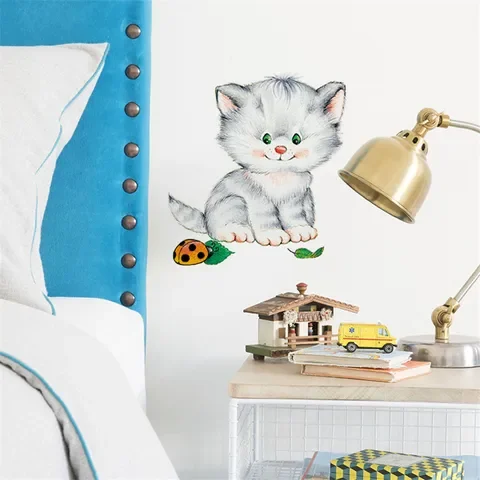 

Cartoon Cat wall Stickers for kids room Decal wallpaper Butterfly Cute cat Home Decoration Toilet Stickers bedroom Decor Sticker