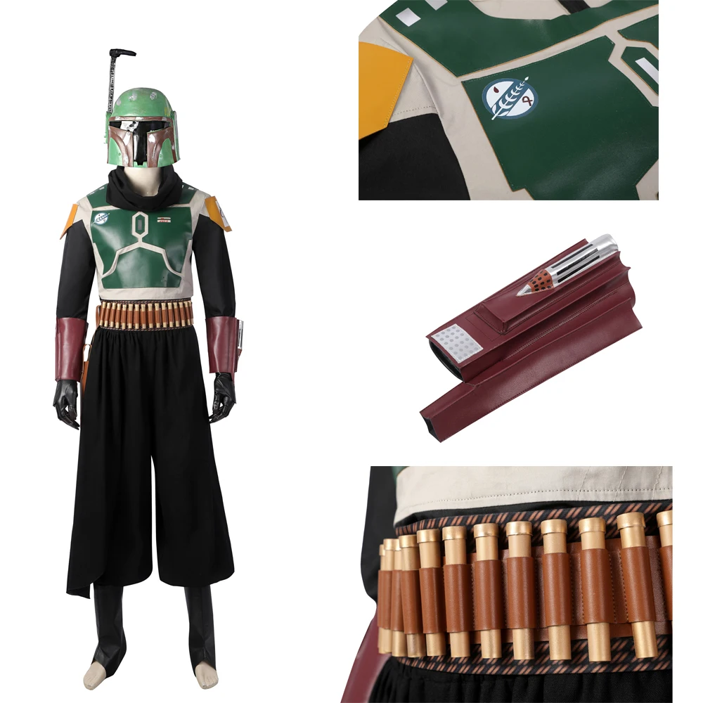 High-End Halloween Carnival Clone Cosplay Boba Fett Costume Superhero Star Hunter Armor Outfit Battaglia Di Alta Qualità Con Oggetti Di Scena