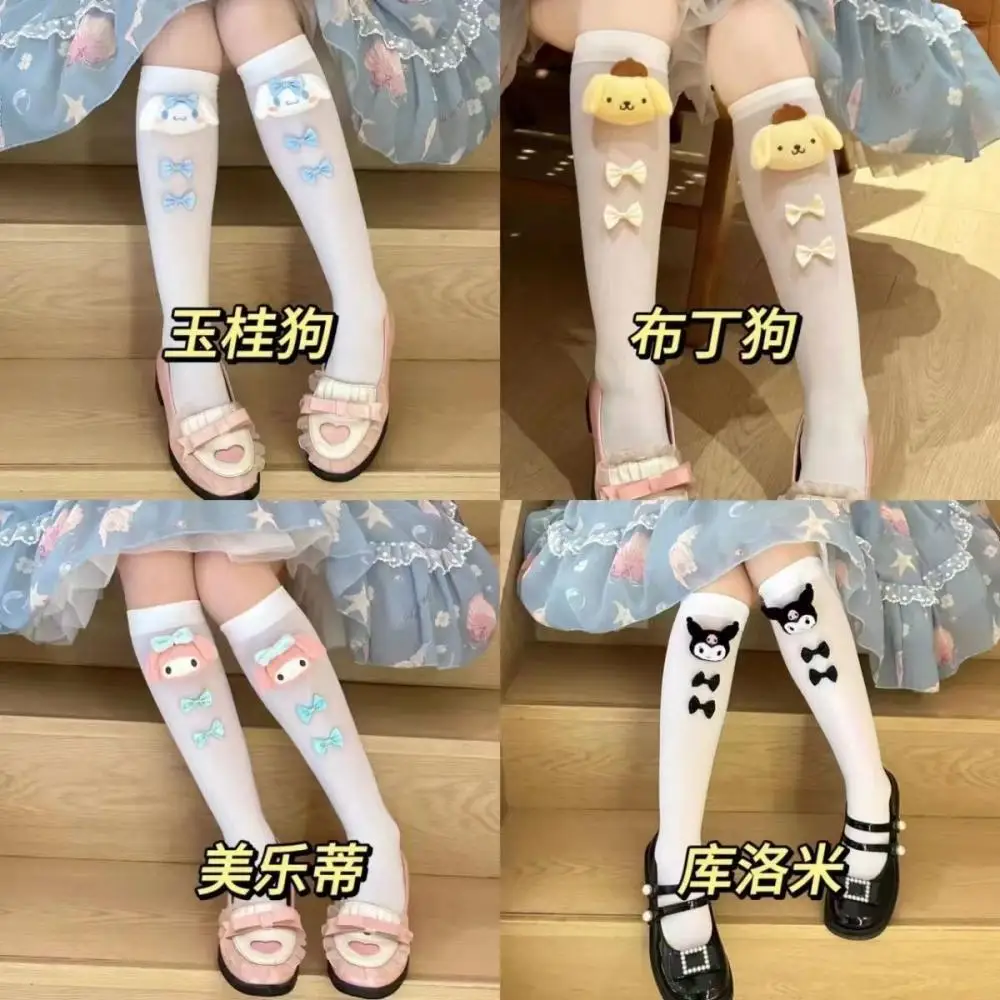 Kids Socks Cartoon Socks Cinnamoroll Doll Bow Socks Kawaii Sanrio Anime Kuromi My Melody Summer Socks for Kids