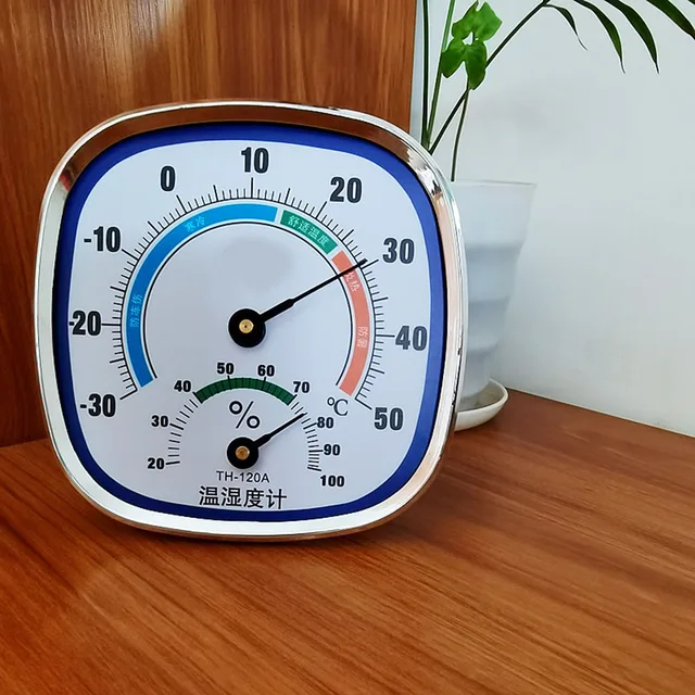 Hygrometer Thermometer Outdoor Temperature -30 - 50℃ 120x120x23mm 20 - 99%RH ABS Gauge Glass Lens No Battery Required 5
