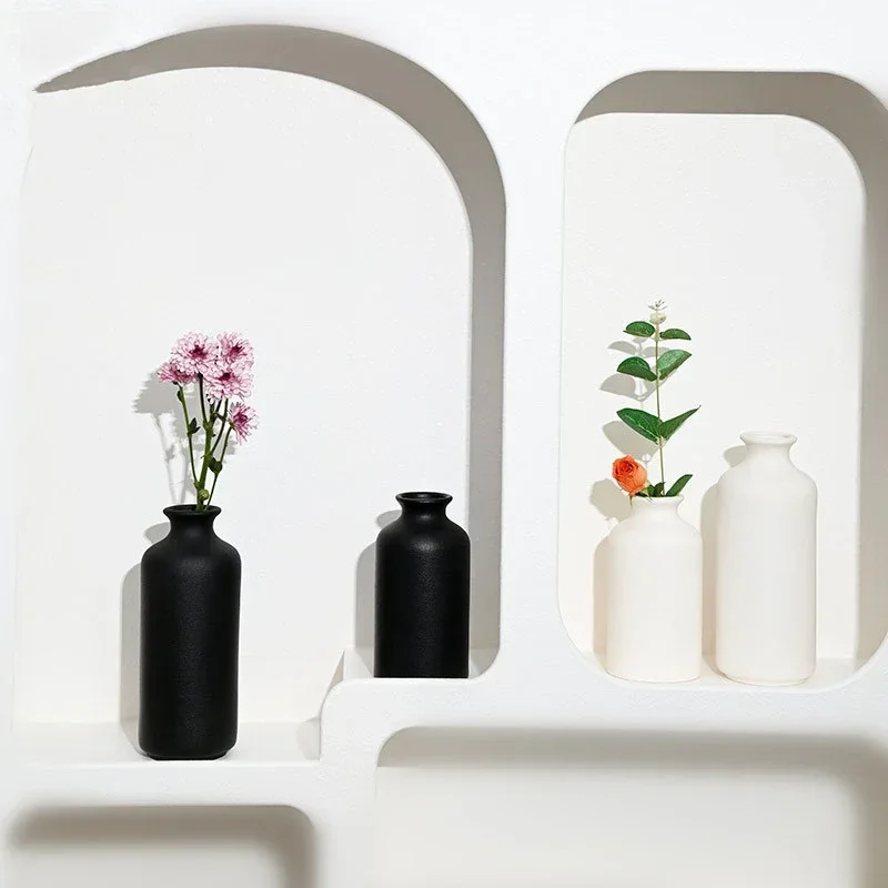 Minimalist Ceramic Vase,Nordic Black and White Flower Vases,Home Living Room Dried Flower Pot Decor,Korean Style Home Decoration 3