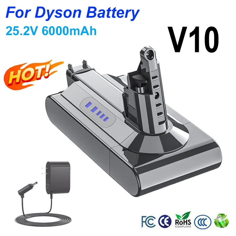6000Mah Per Batteria Dyson V10 25.2V Sv12 Batteria Per Aspirapolvere Batteria Sv12 Per Cyclone V10 Animal Cyclone V10 Total Clean