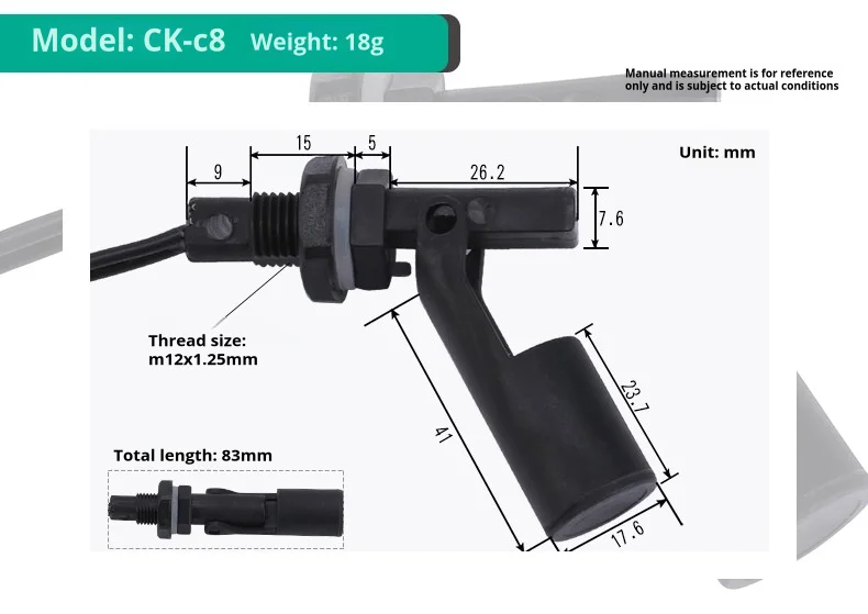 Automatic Liquid Level Control Switch Side-Mounted Corrosion-Resistant PP Plasti