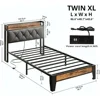 Twin XL Size Bed Frame, Storage Headboard with Outlets, Sturdy and Stable, Easy To Install, No Noise, Bed Frame 2