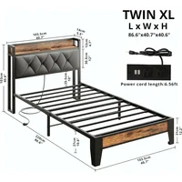 Twin XL Size Bed Frame, Storage Headboard with Outlets, Sturdy and Stable, Easy To Install, No Noise, Bed Frame 2