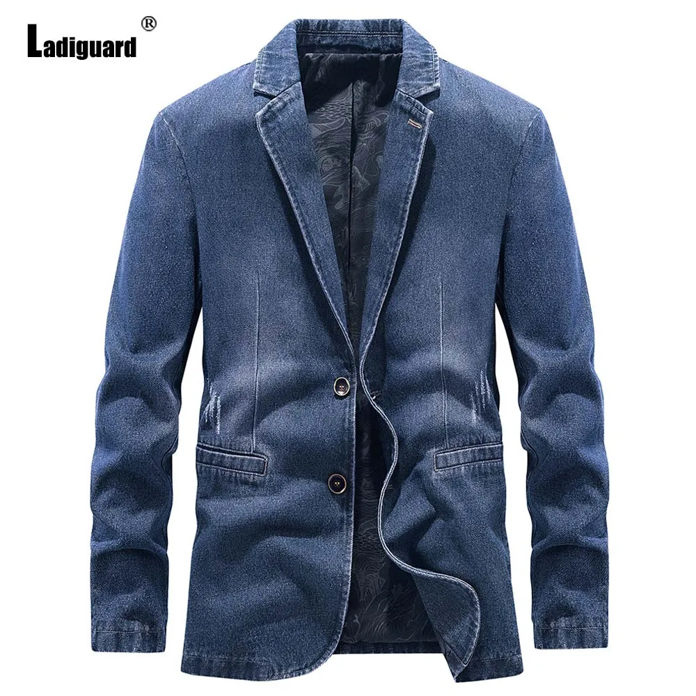 

Mens Fashion Leisure Ripped Pocket Demin Jacket Men's Jean Outerwear 2023 European and American style Vintage Demin Jackets